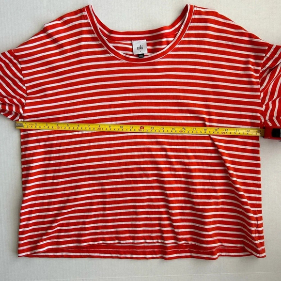 CAbi Women's Orange White Striped Cotton Poolside Tee # 5984 Small - Picture 6 of 11